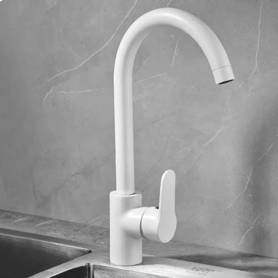 Modern Household Hot and Cold Mixing Tap Kitchen Faucet WashBasin Sink Tap Kitchen Faucets Deck Mounted White Taps
